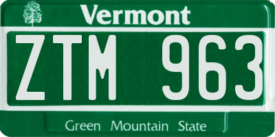 VT license plate ZTM963