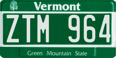 VT license plate ZTM964