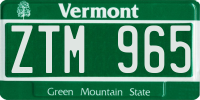 VT license plate ZTM965