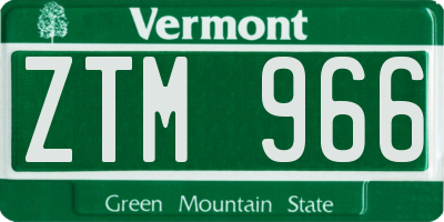 VT license plate ZTM966