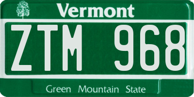VT license plate ZTM968