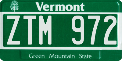 VT license plate ZTM972