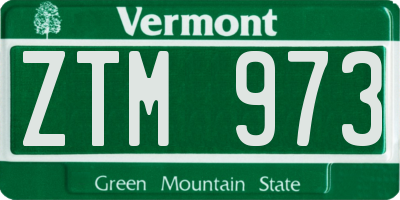 VT license plate ZTM973
