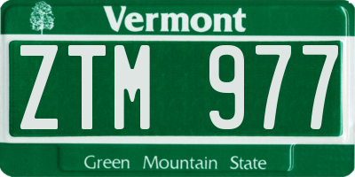 VT license plate ZTM977