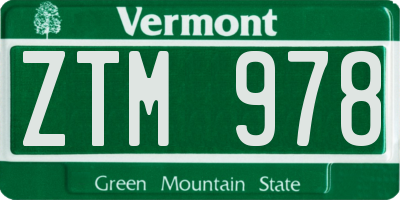 VT license plate ZTM978