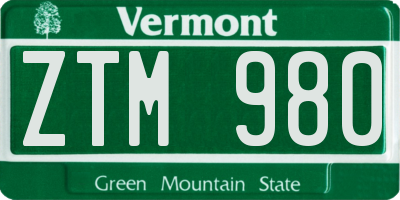 VT license plate ZTM980