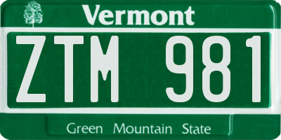 VT license plate ZTM981