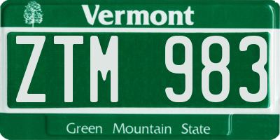 VT license plate ZTM983