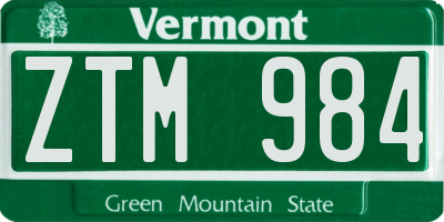 VT license plate ZTM984