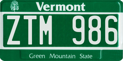 VT license plate ZTM986