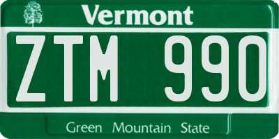 VT license plate ZTM990