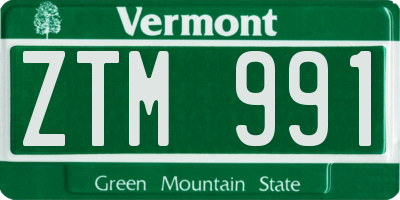 VT license plate ZTM991