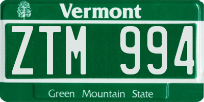 VT license plate ZTM994