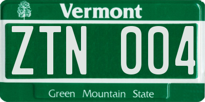 VT license plate ZTN004