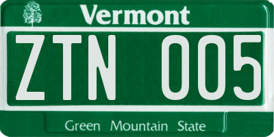 VT license plate ZTN005