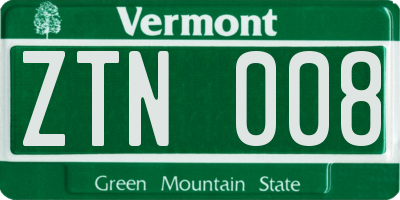 VT license plate ZTN008