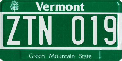 VT license plate ZTN019
