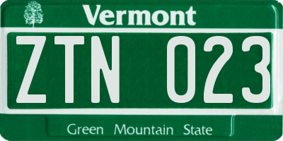 VT license plate ZTN023