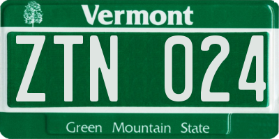 VT license plate ZTN024