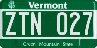VT license plate ZTN027