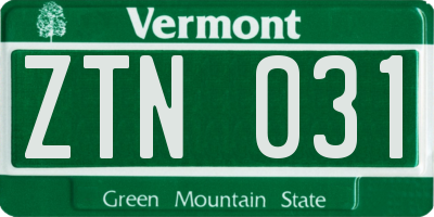 VT license plate ZTN031