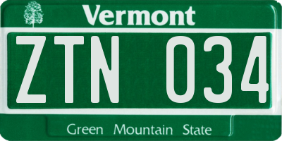 VT license plate ZTN034