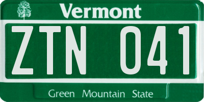 VT license plate ZTN041