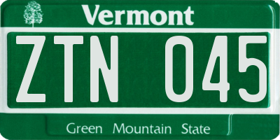 VT license plate ZTN045