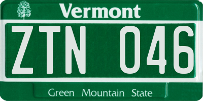 VT license plate ZTN046