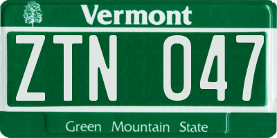 VT license plate ZTN047