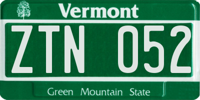 VT license plate ZTN052