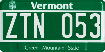 VT license plate ZTN053