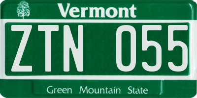 VT license plate ZTN055