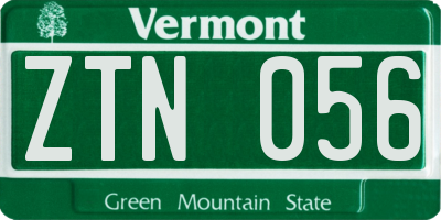VT license plate ZTN056