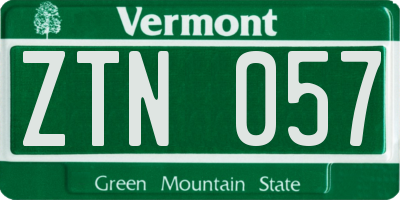 VT license plate ZTN057