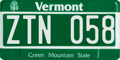 VT license plate ZTN058