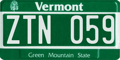 VT license plate ZTN059