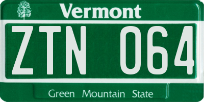 VT license plate ZTN064