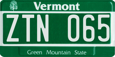 VT license plate ZTN065