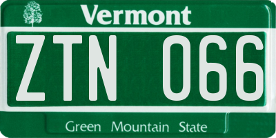 VT license plate ZTN066