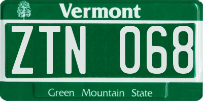 VT license plate ZTN068