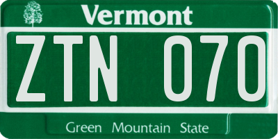 VT license plate ZTN070