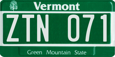 VT license plate ZTN071