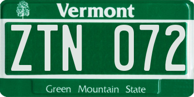 VT license plate ZTN072