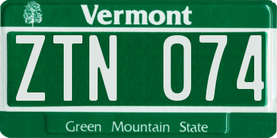 VT license plate ZTN074