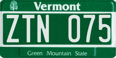 VT license plate ZTN075