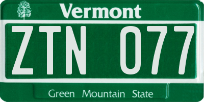 VT license plate ZTN077