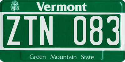 VT license plate ZTN083
