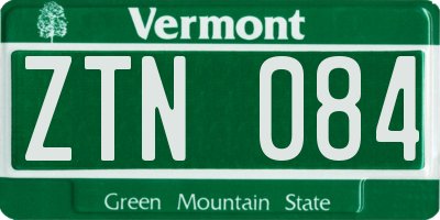 VT license plate ZTN084