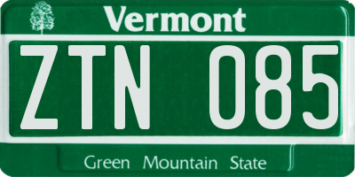 VT license plate ZTN085